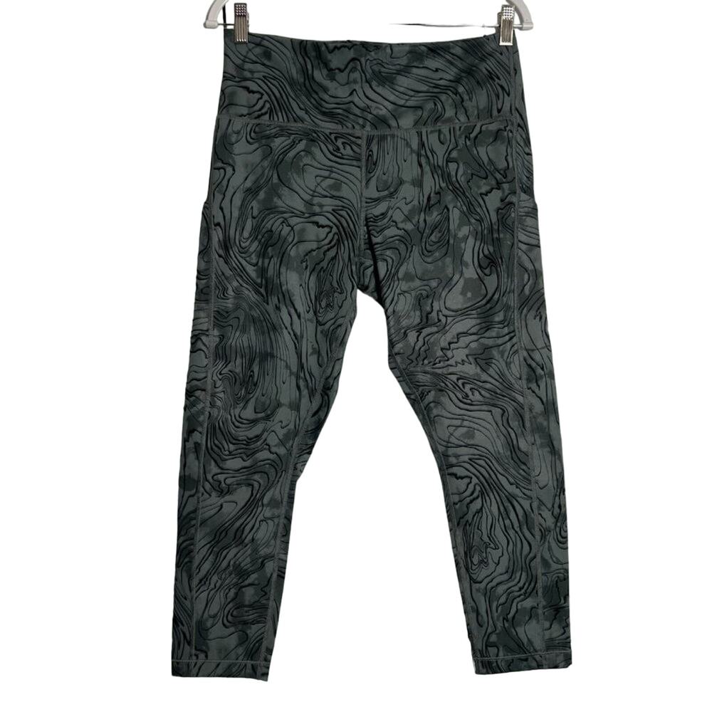 Athleta Ultimate Stash Pocket 7/8 Tight SIZE 1X Green Black High Rise Yoga Pants